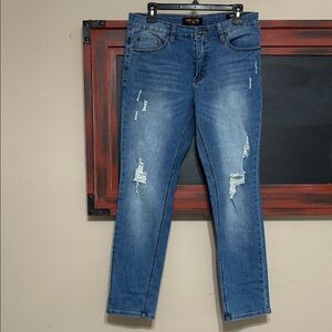 Ring of Fire Men's Light Blue Skinny Distressed Jeans